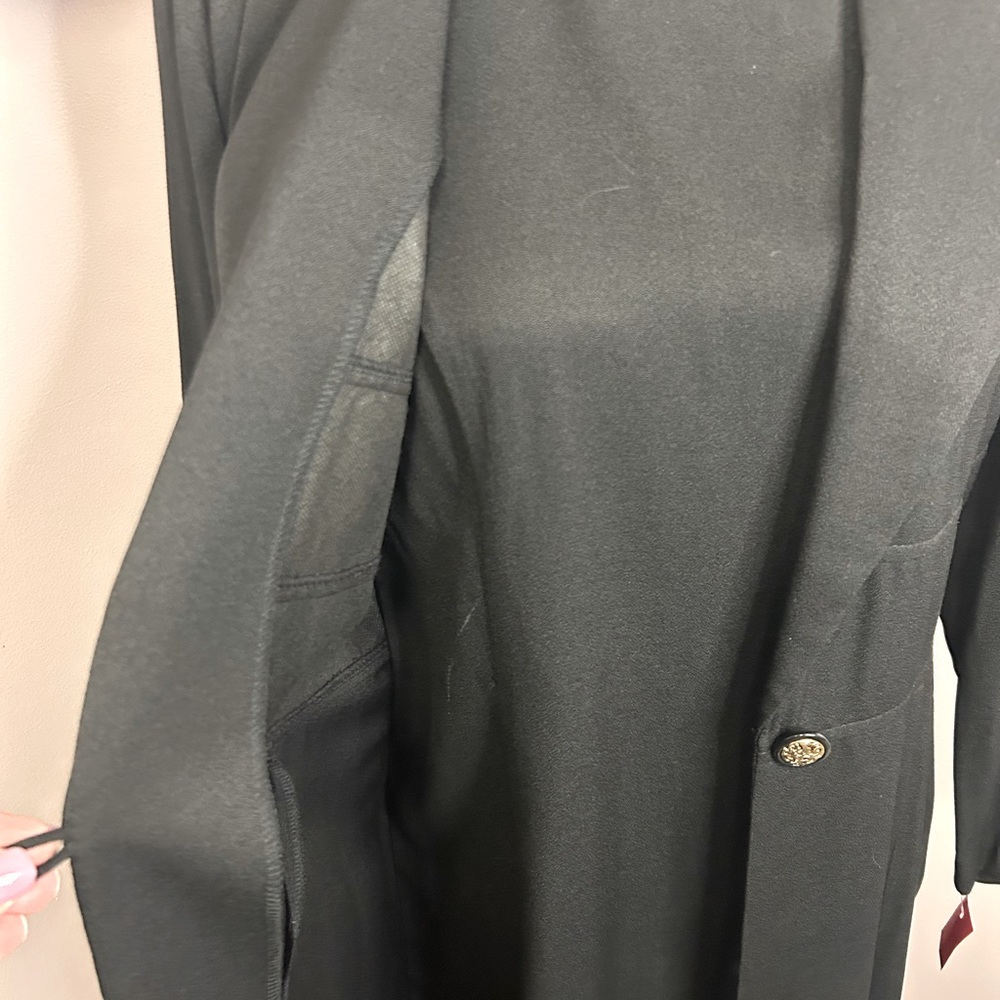 Women’s long sleeve size 8 black one piece dress. Jacket look-but all attached. - Picture 7 of 11